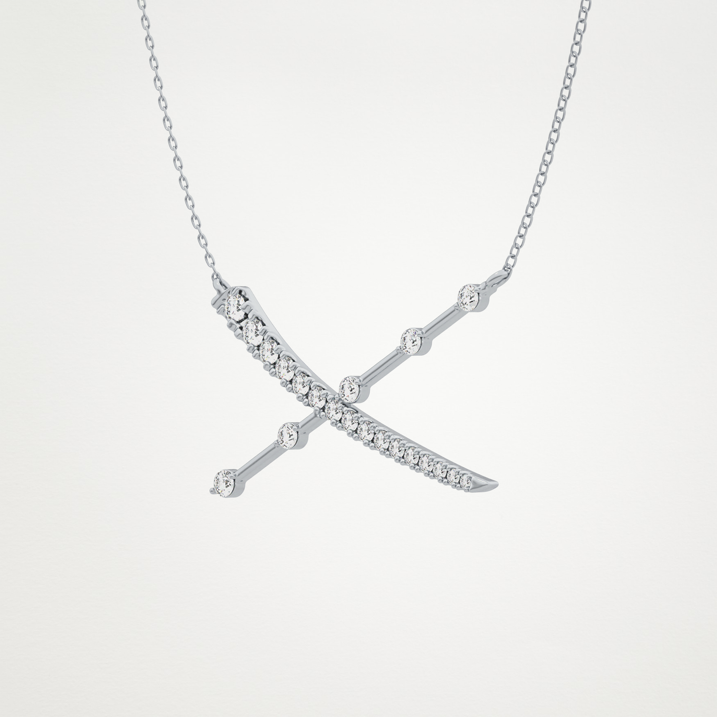 0.34 CT Moissanite X Shaped Necklace in 14K or 18K Solid Gold – DEF Color, VVS Clarity