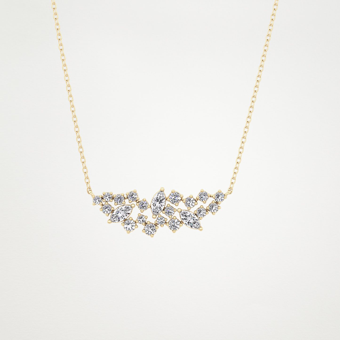 0.248 CT Moissanite Round & Marquise Necklace in 14K or 18K Solid Gold – DEF Color, VVS Clarity
