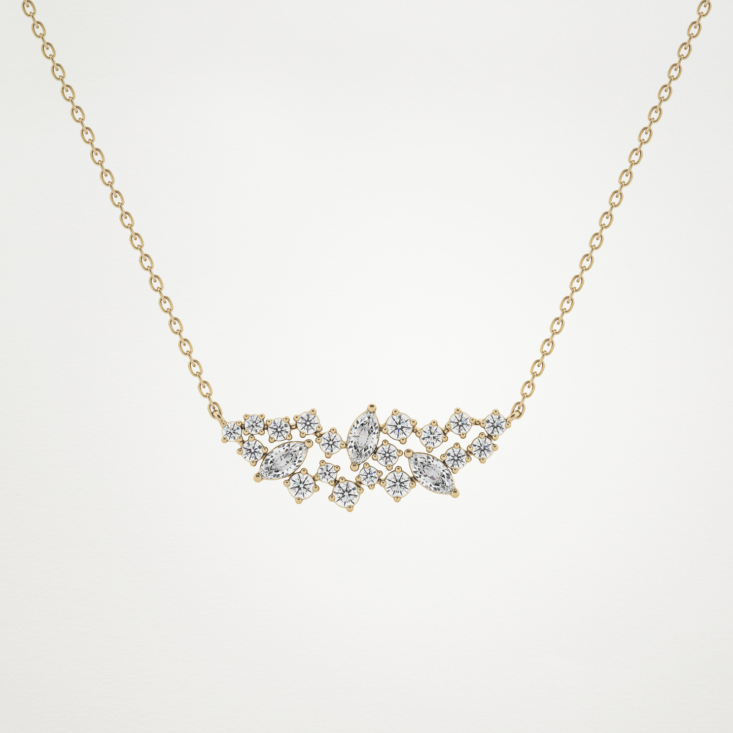 0.248 CT Moissanite Round & Marquise Necklace in 14K or 18K Solid Gold – DEF Color, VVS Clarity