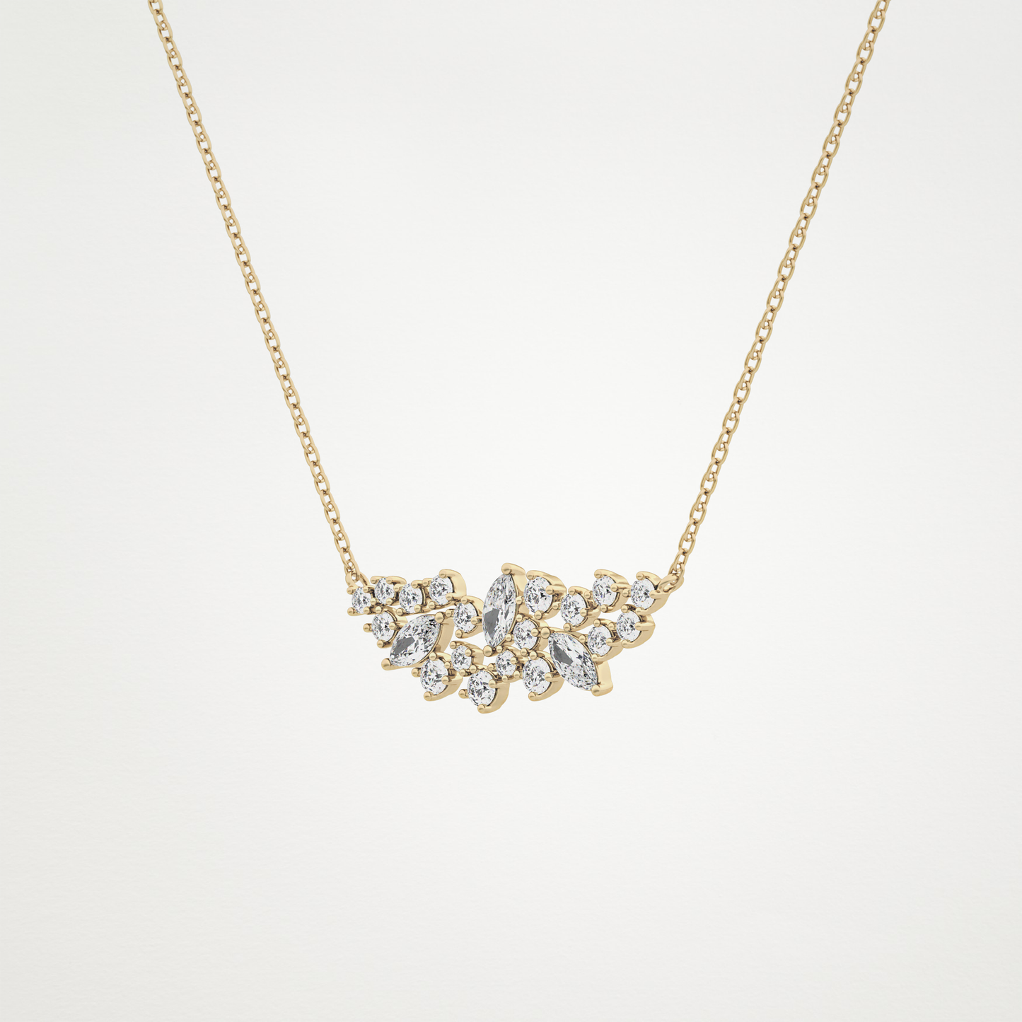 0.248 CT Moissanite Round & Marquise Necklace in 14K or 18K Solid Gold – DEF Color, VVS Clarity