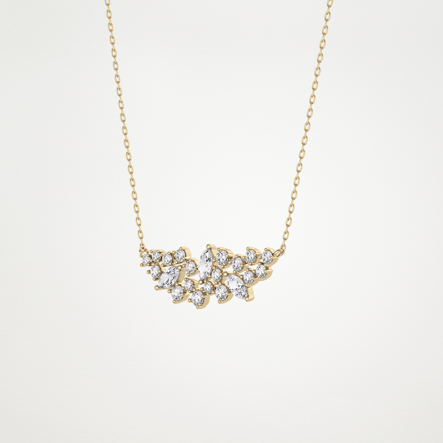 0.248 CT Moissanite Round & Marquise Necklace in 14K or 18K Solid Gold – DEF Color, VVS Clarity