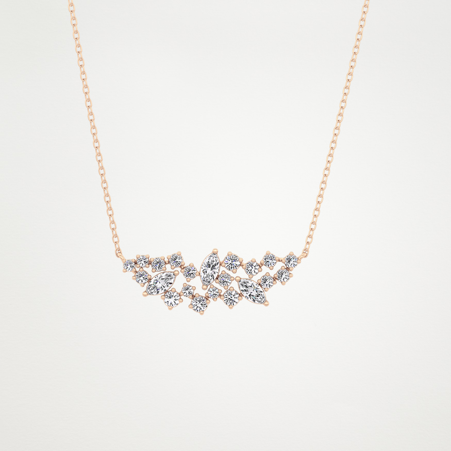 0.248 CT Moissanite Round & Marquise Necklace in 14K or 18K Solid Gold – DEF Color, VVS Clarity