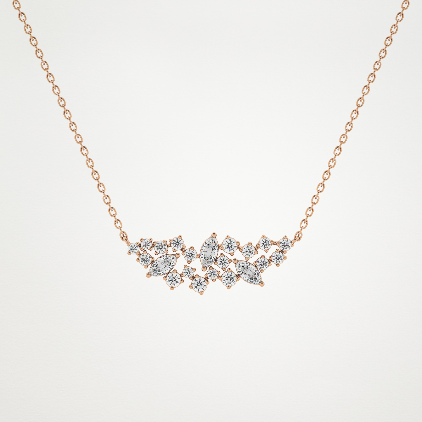 0.248 CT Moissanite Round & Marquise Necklace in 14K or 18K Solid Gold – DEF Color, VVS Clarity
