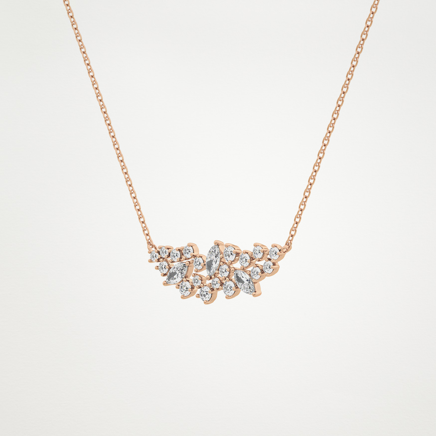 0.248 CT Moissanite Round & Marquise Necklace in 14K or 18K Solid Gold – DEF Color, VVS Clarity