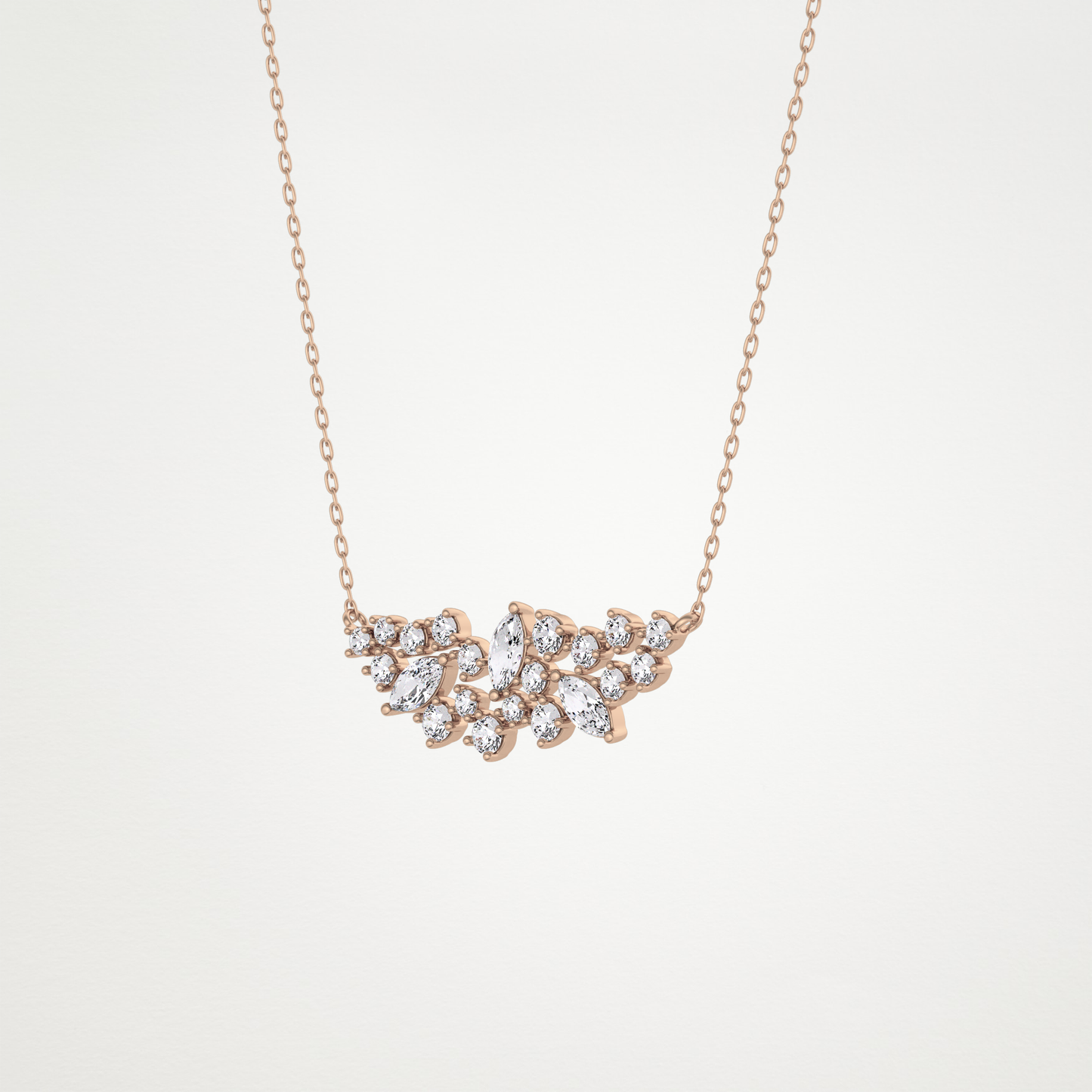 0.248 CT Moissanite Round & Marquise Necklace in 14K or 18K Solid Gold – DEF Color, VVS Clarity