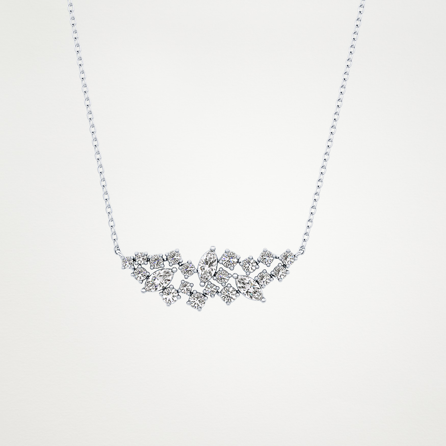0.248 CT Moissanite Round & Marquise Necklace in 14K or 18K Solid Gold – DEF Color, VVS Clarity