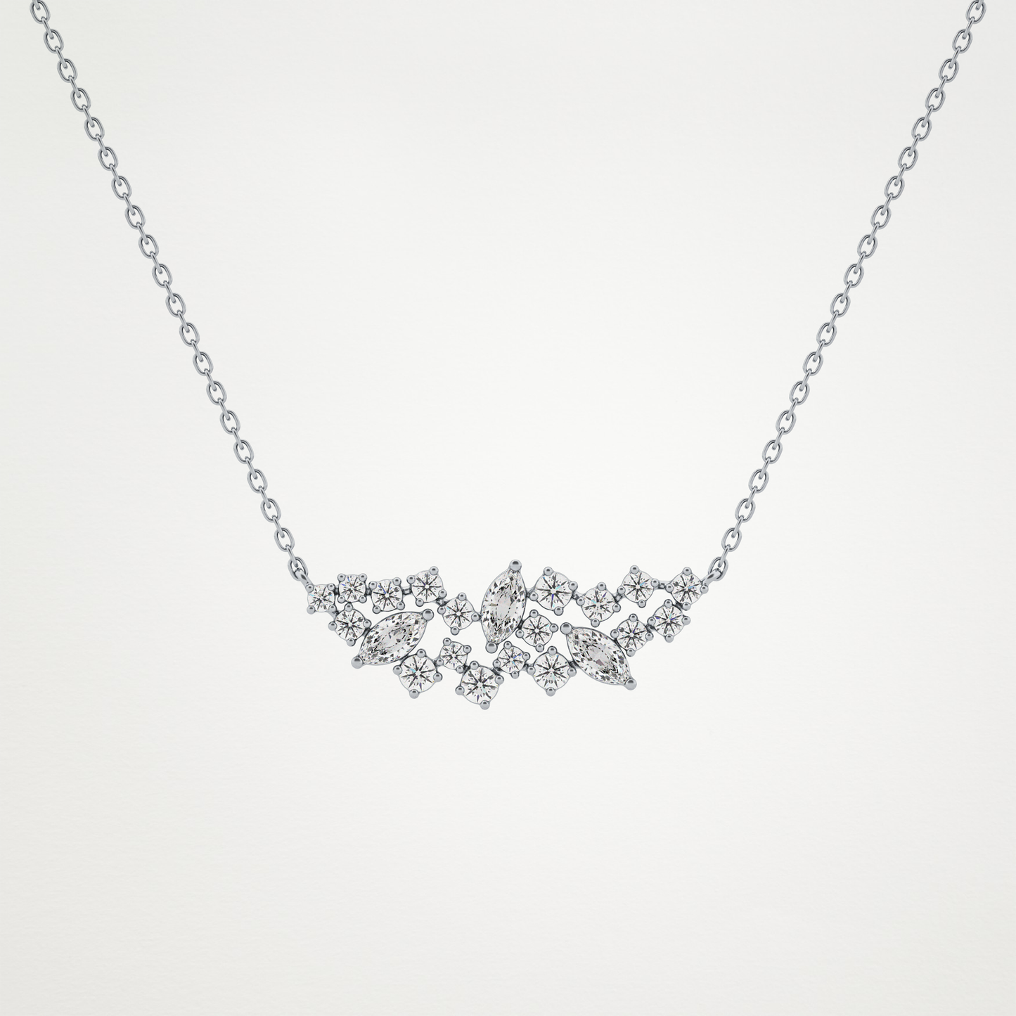 0.248 CT Moissanite Round & Marquise Necklace in 14K or 18K Solid Gold – DEF Color, VVS Clarity