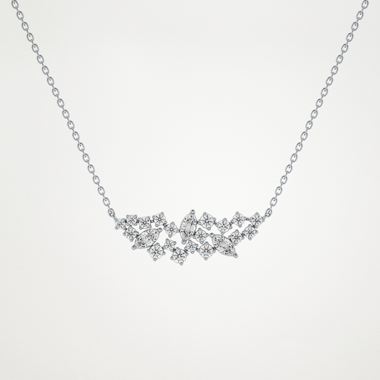 0.248 CT Moissanite Round & Marquise Necklace in 14K or 18K Solid Gold – DEF Color, VVS Clarity