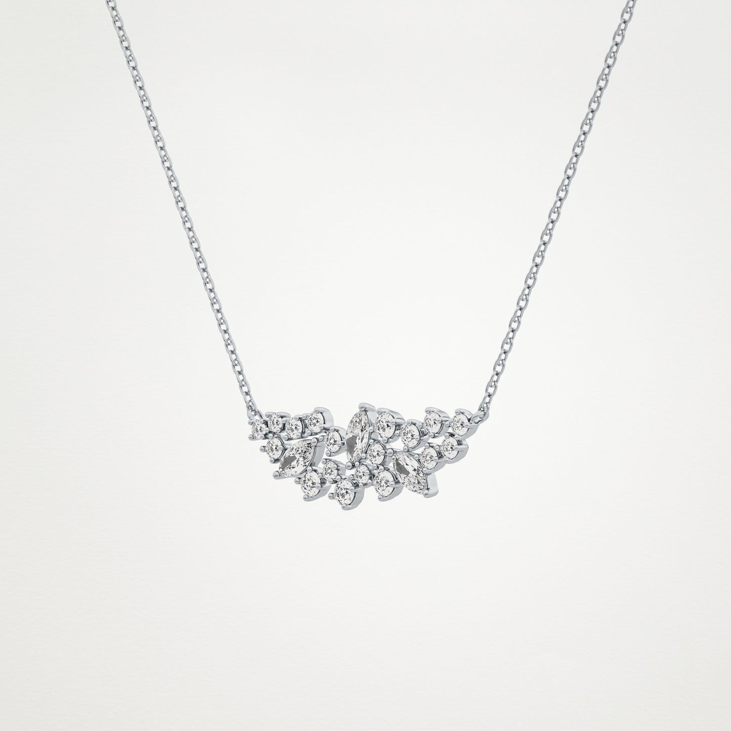 0.248 CT Moissanite Round & Marquise Necklace in 14K or 18K Solid Gold – DEF Color, VVS Clarity