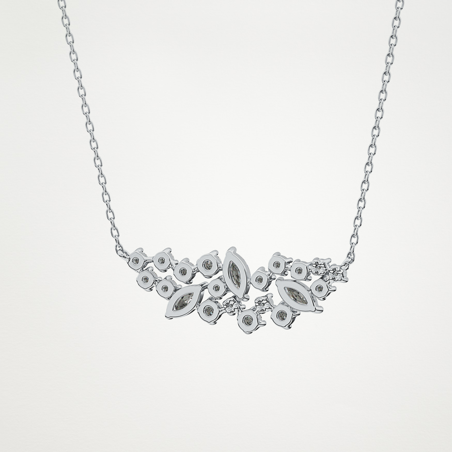 0.248 CT Moissanite Round & Marquise Necklace in 14K or 18K Solid Gold – DEF Color, VVS Clarity