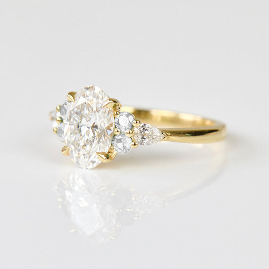 Marquise Shaped Three Stone Lab Grown Diamond Engagement Ring