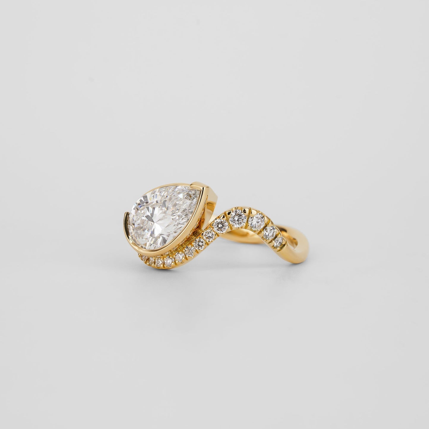 1.51 CT Pear Shaped Pave Moissanite Engagement Ring