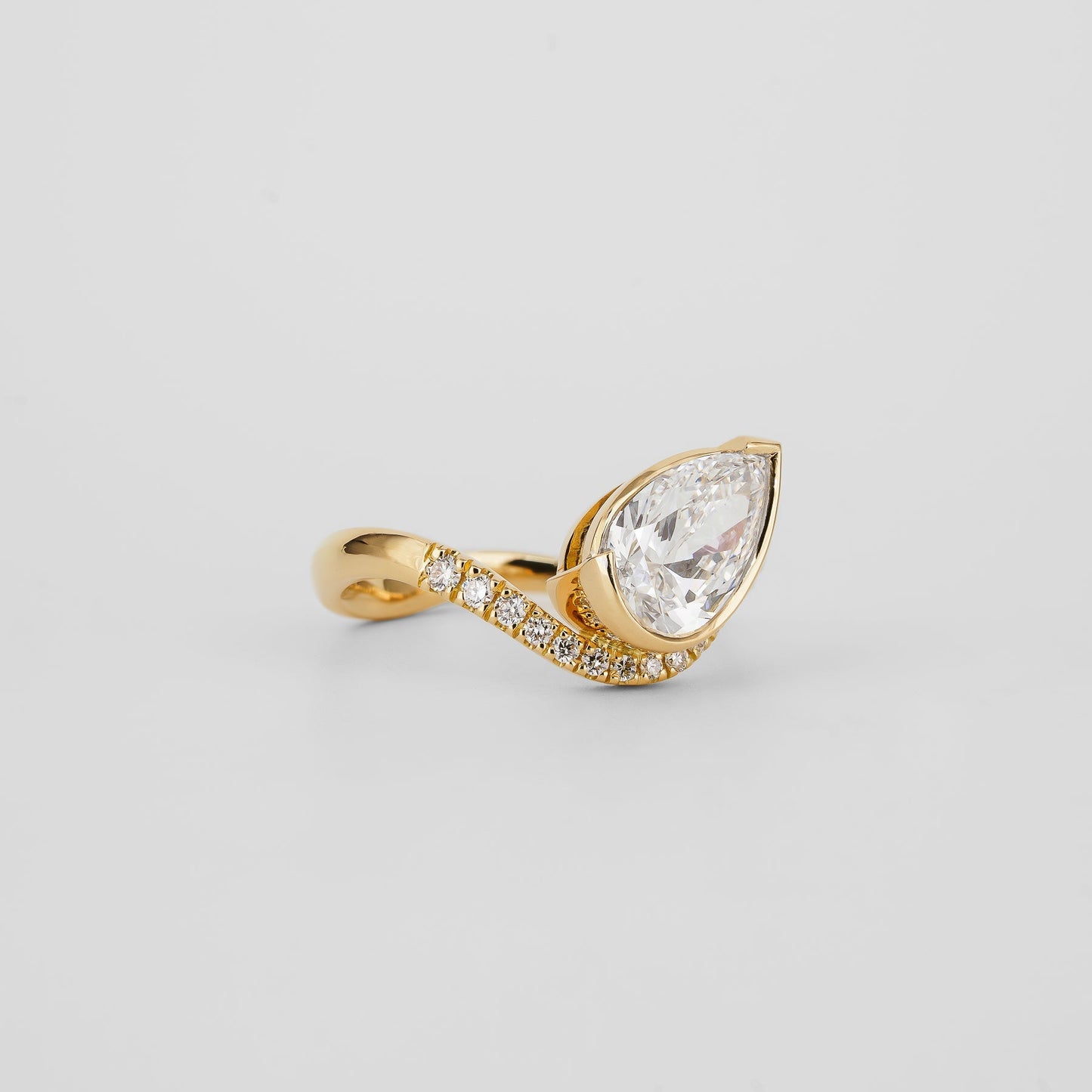 1.51 CT Pear Shaped Pave Moissanite Engagement Ring