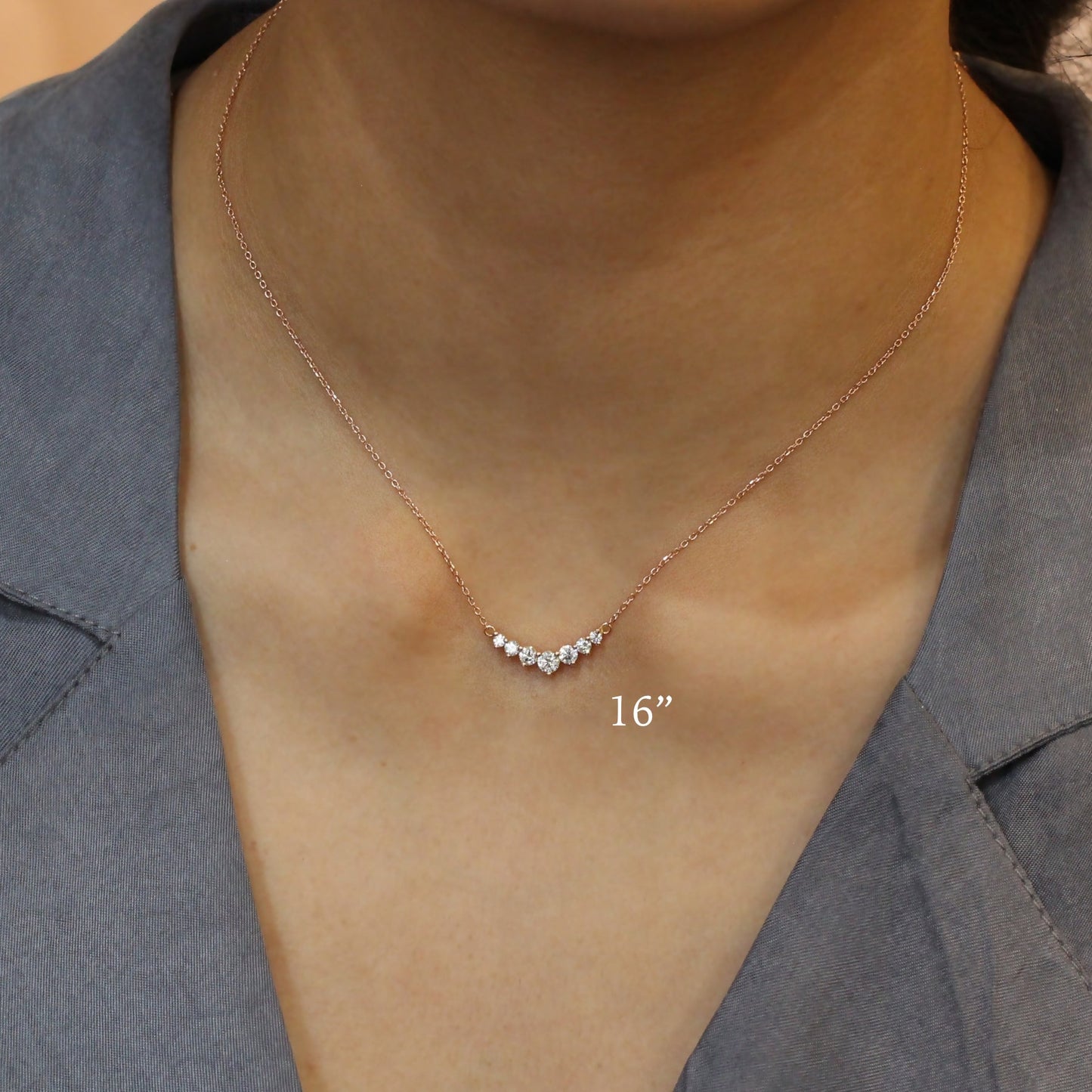 0.55 CT 7-Diamonds Moissanite Diamond Necklace in Solid Gold