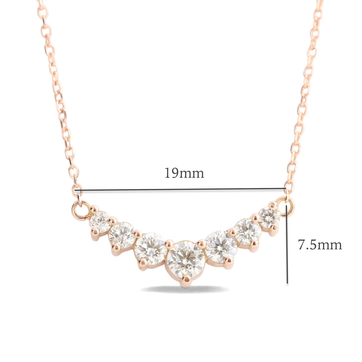 0.55 CT 7-Diamonds Moissanite Diamond Necklace in Solid Gold