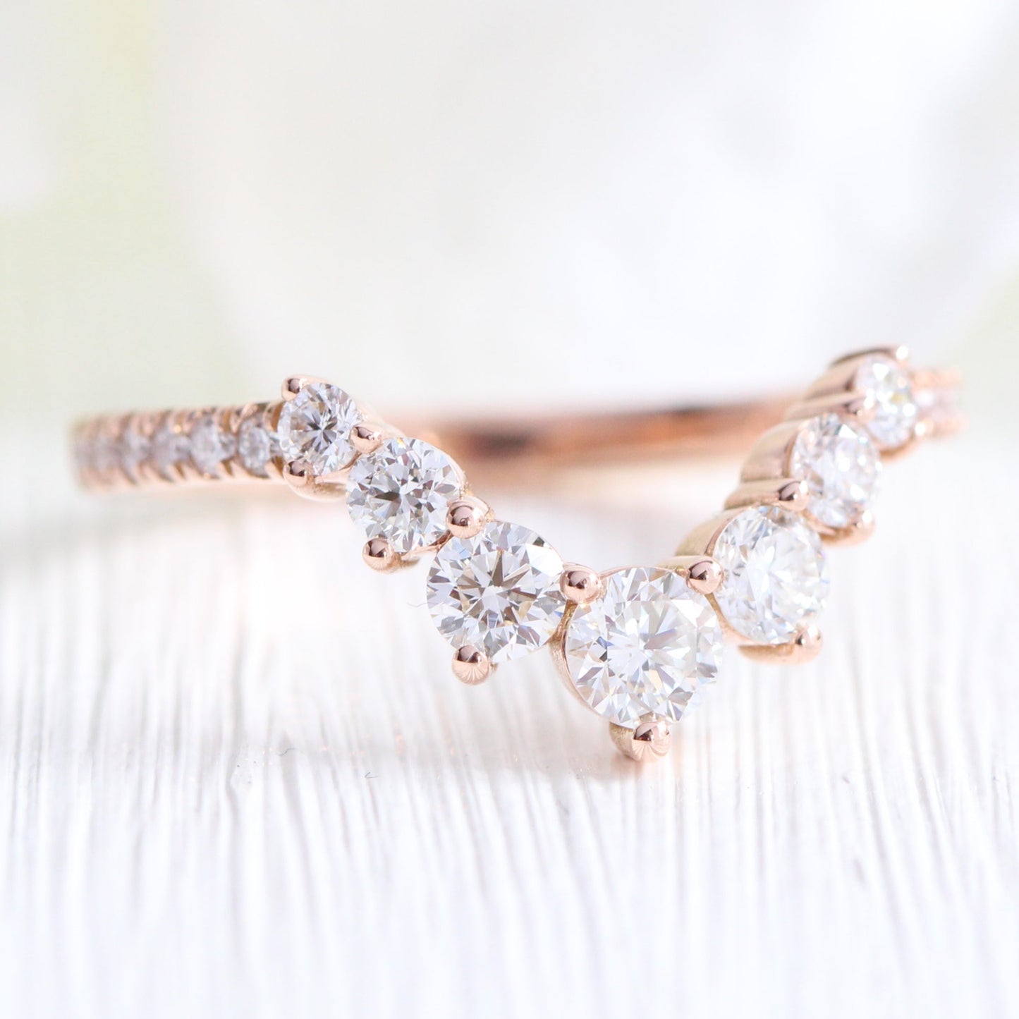 0.7 CT Marquise Cut Curved Pave Moissanite Bridal Ring Set