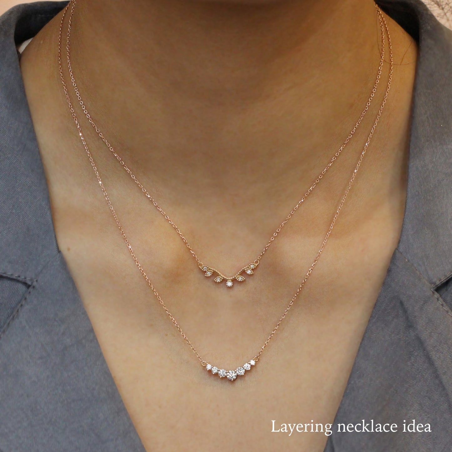 0.55 CT 7-Diamonds Moissanite Diamond Necklace in Solid Gold