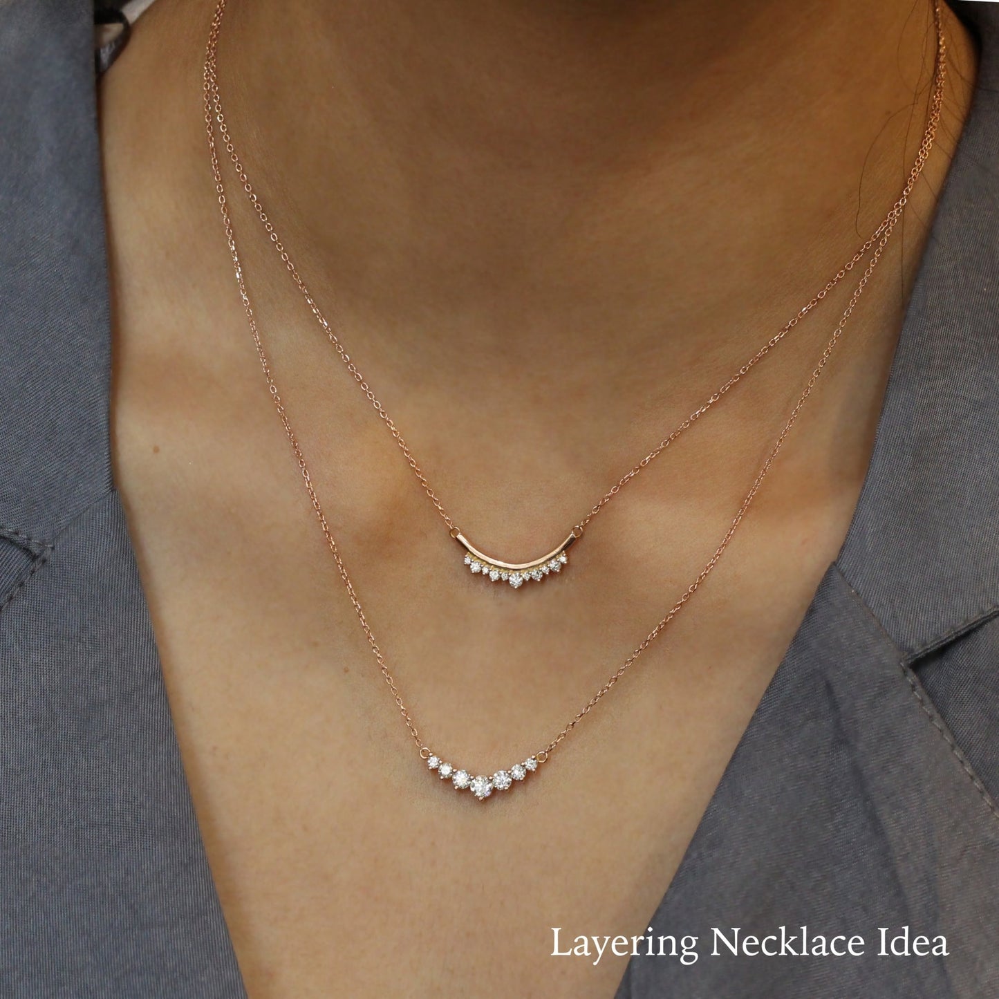 0.55 CT 7-Diamonds Moissanite Diamond Necklace in Solid Gold