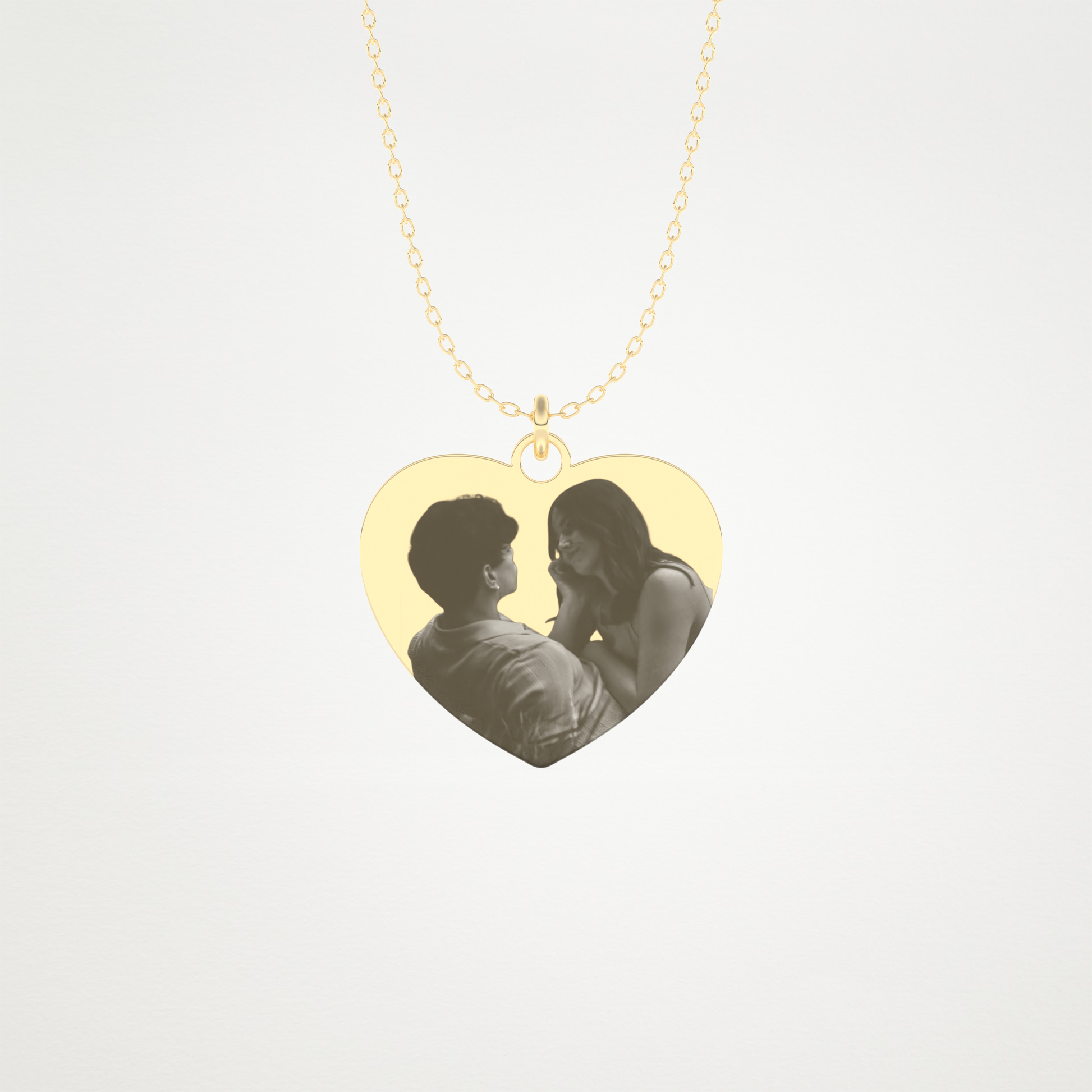 Custom Photo Printed Heart Shaped Pendant Necklace – 14K/18K Gold & 925 Silver 6