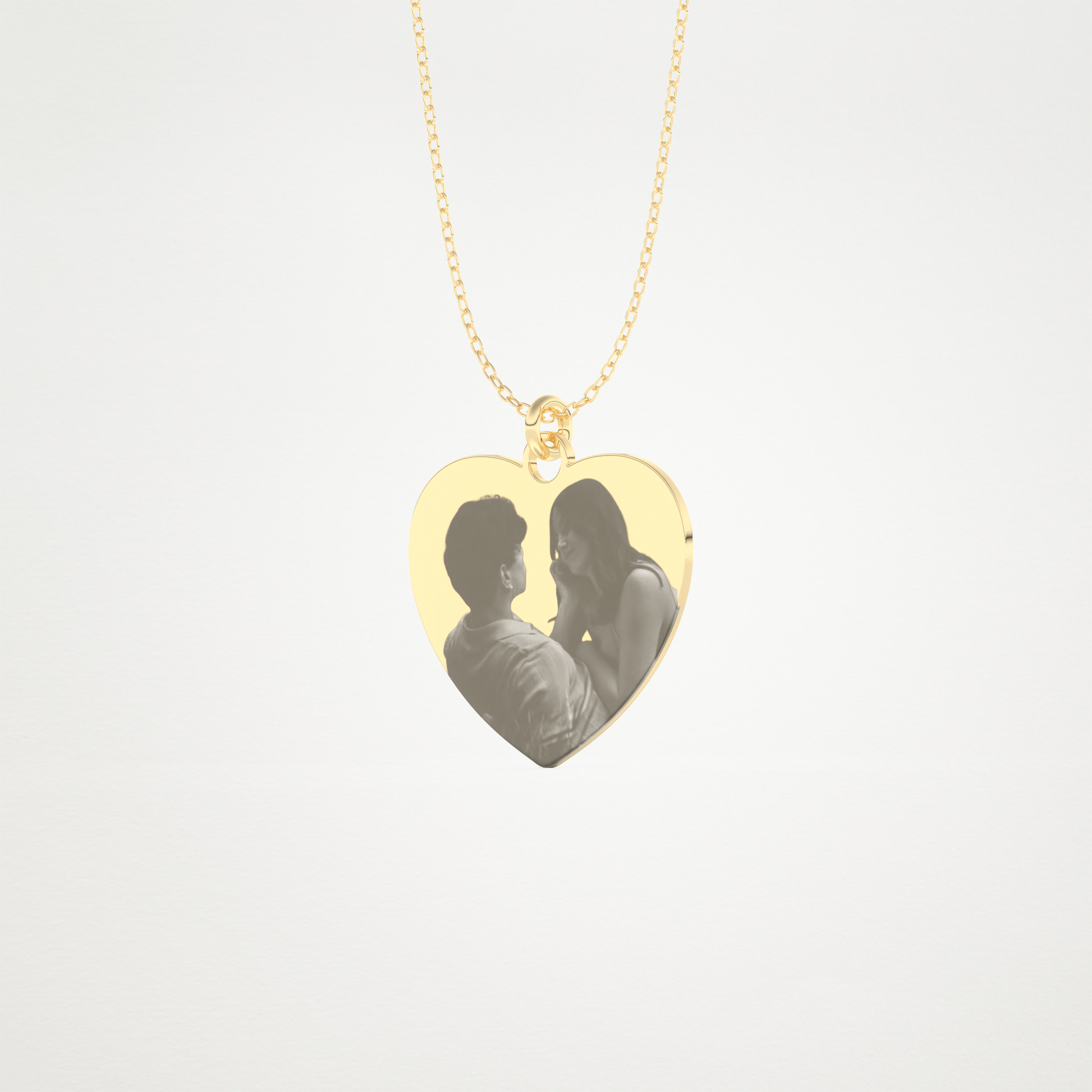 Custom Photo Printed Heart Shaped Pendant Necklace – 14K/18K Gold & 925 Silver 7