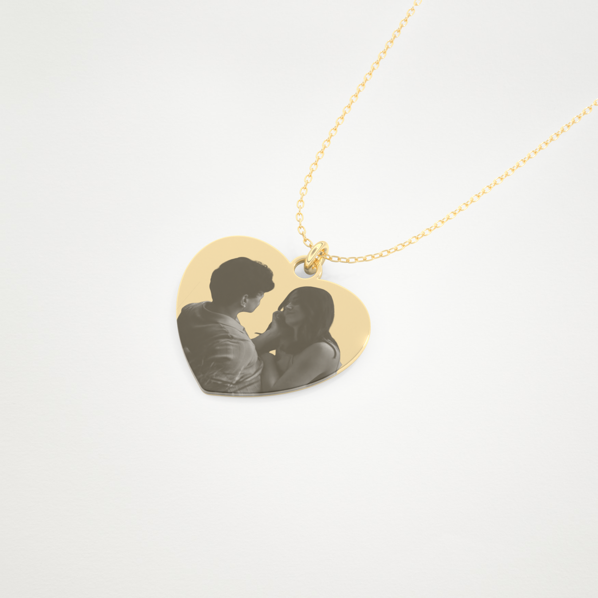 Custom Photo Printed Heart Shaped Pendant Necklace – 14K/18K Gold & 925 Silver 10