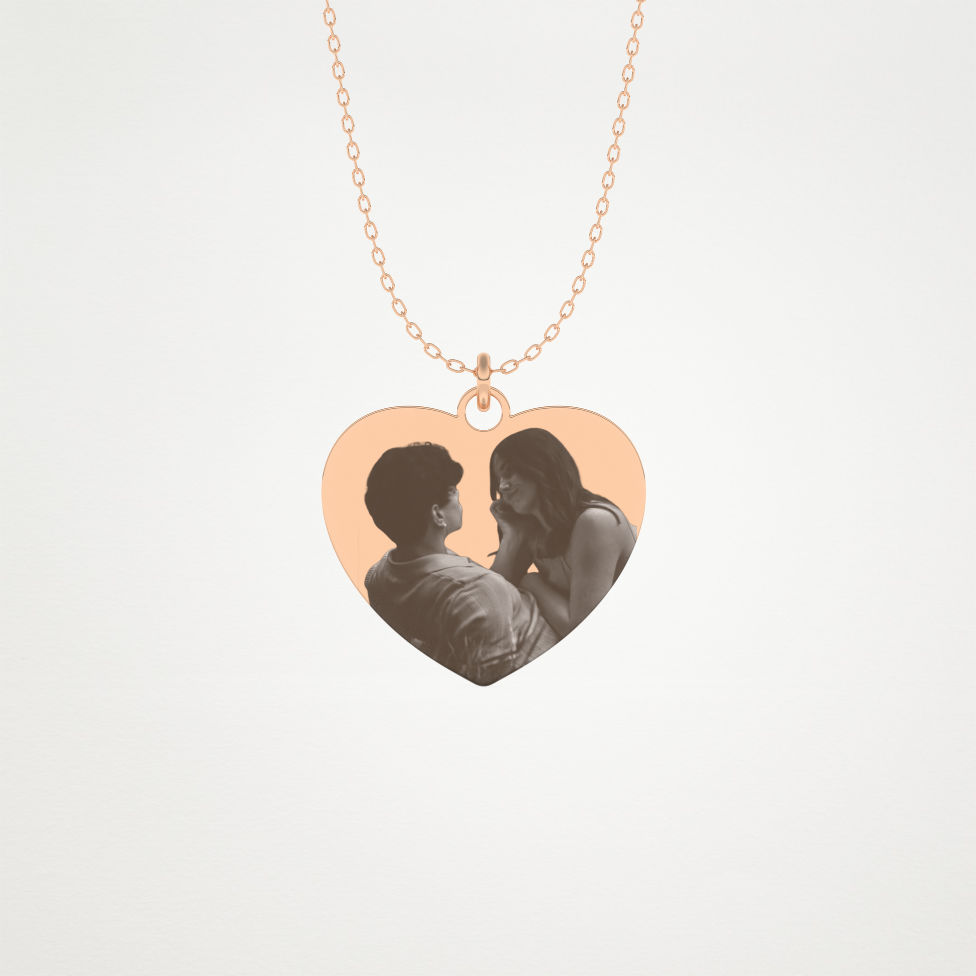 Custom Photo Printed Heart Shaped Pendant Necklace – 14K/18K Gold & 925 Silver 11