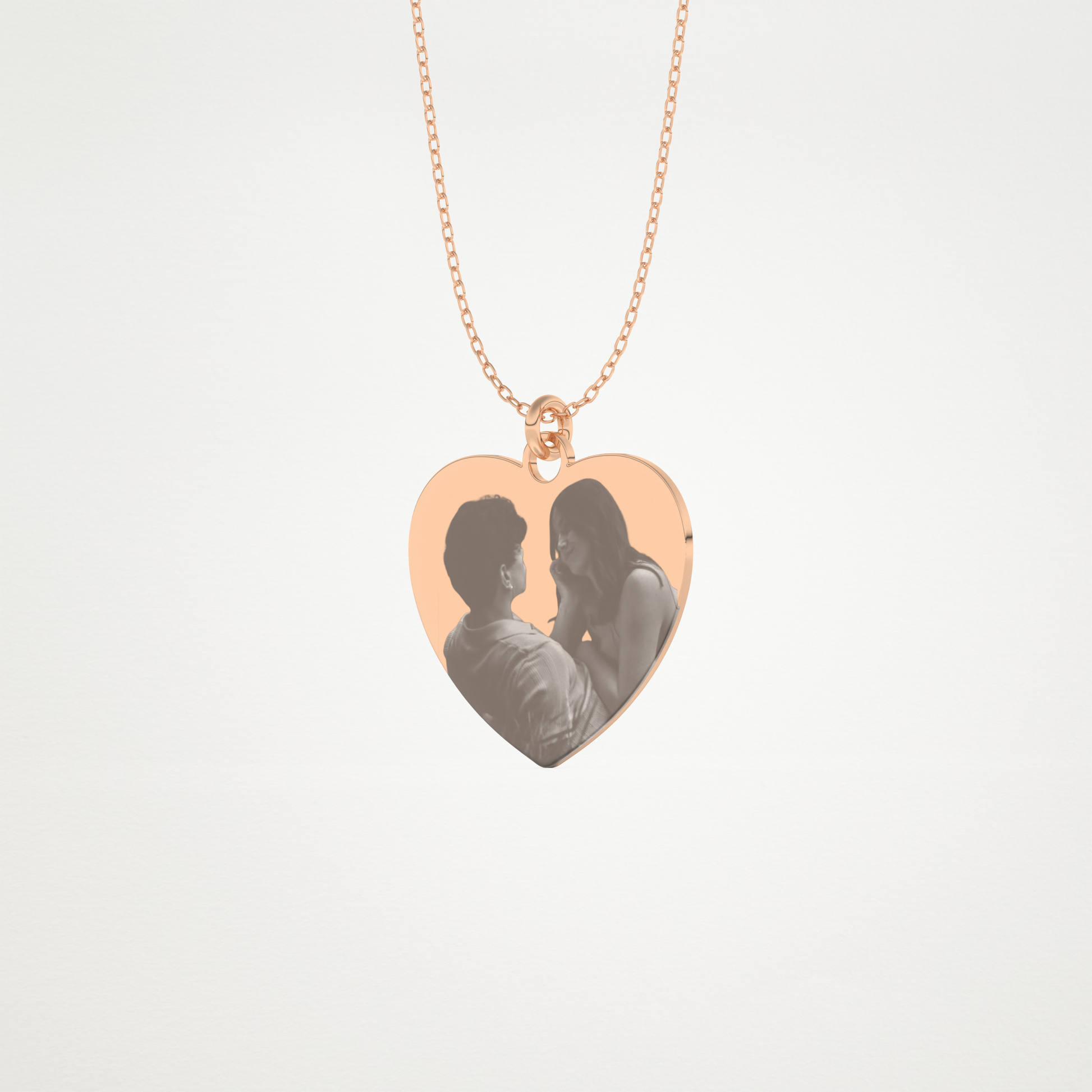 Custom Photo Printed Heart Shaped Pendant Necklace – 14K/18K Gold & 925 Silver 12