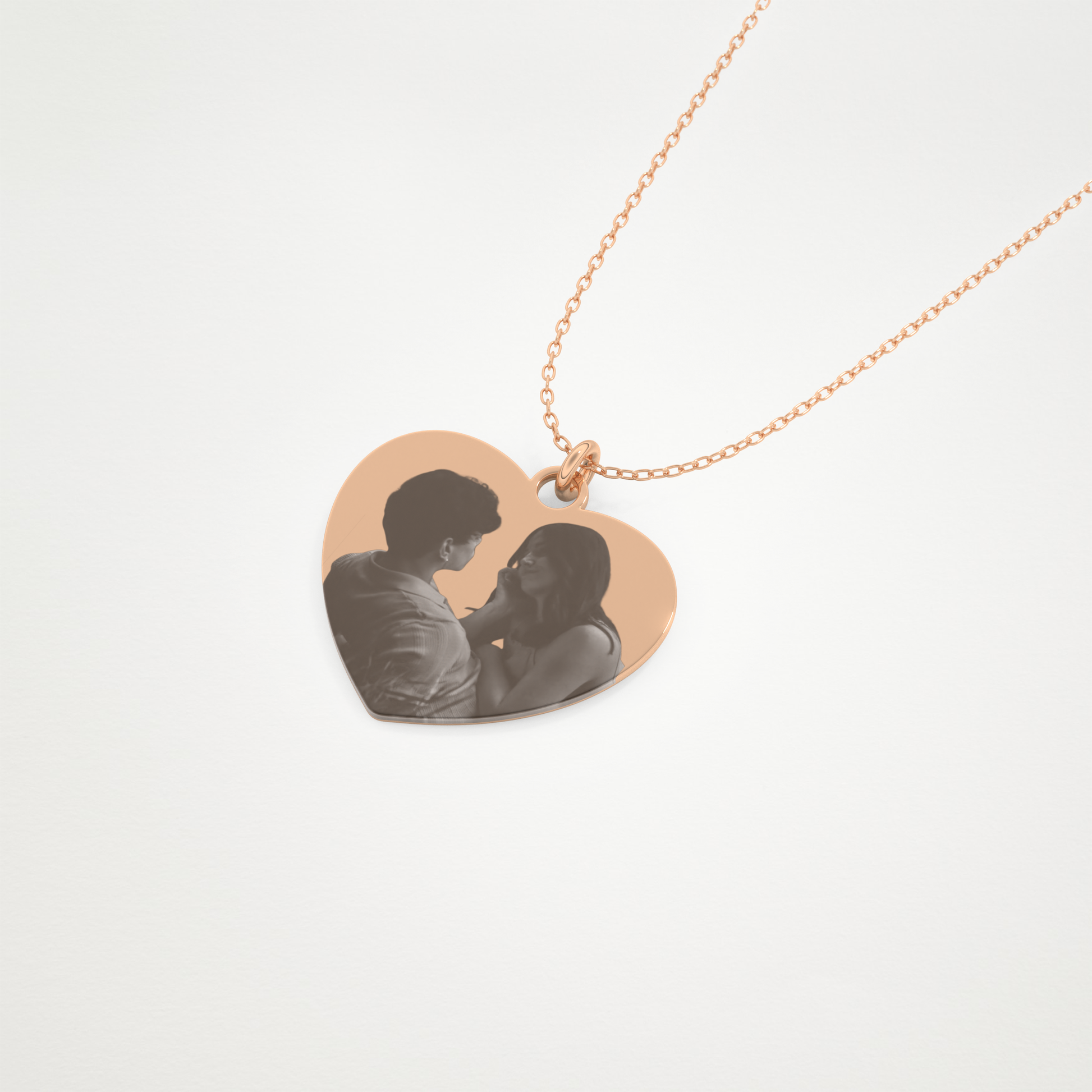 Custom Photo Printed Heart Shaped Pendant Necklace – 14K/18K Gold & 925 Silver 15