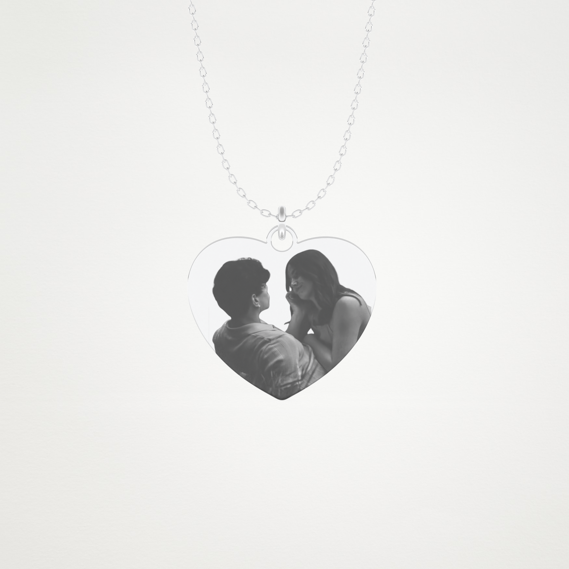 Custom Photo Printed Heart Shaped Pendant Necklace – 14K/18K Gold & 925 Silver 1