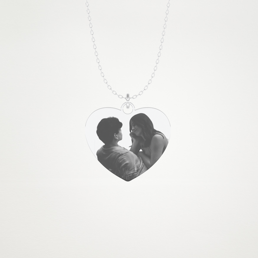 Custom Photo Printed Heart Shaped Pendant Necklace – 14K/18K Gold & 925 Silver 1