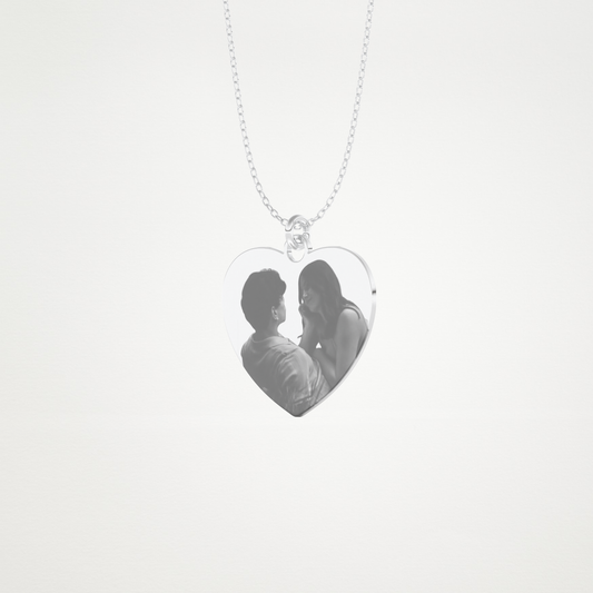 Custom Photo Printed Heart Shaped Pendant Necklace – 14K/18K Gold & 925 Silver 2