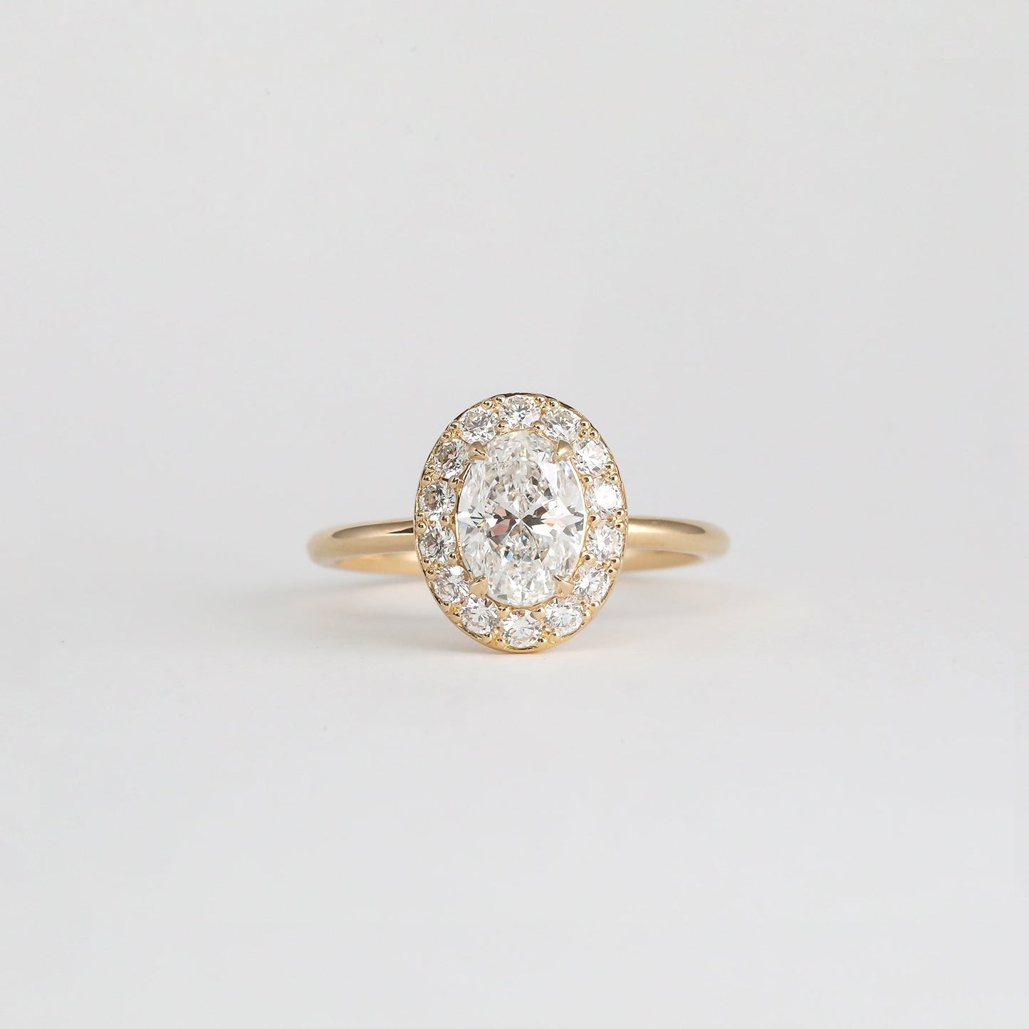1.00 CT Oval Shaped Halo Moissanite Engagement Ring
