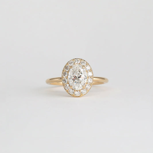 1.00 CT Oval Shaped Halo Moissanite Engagement Ring
