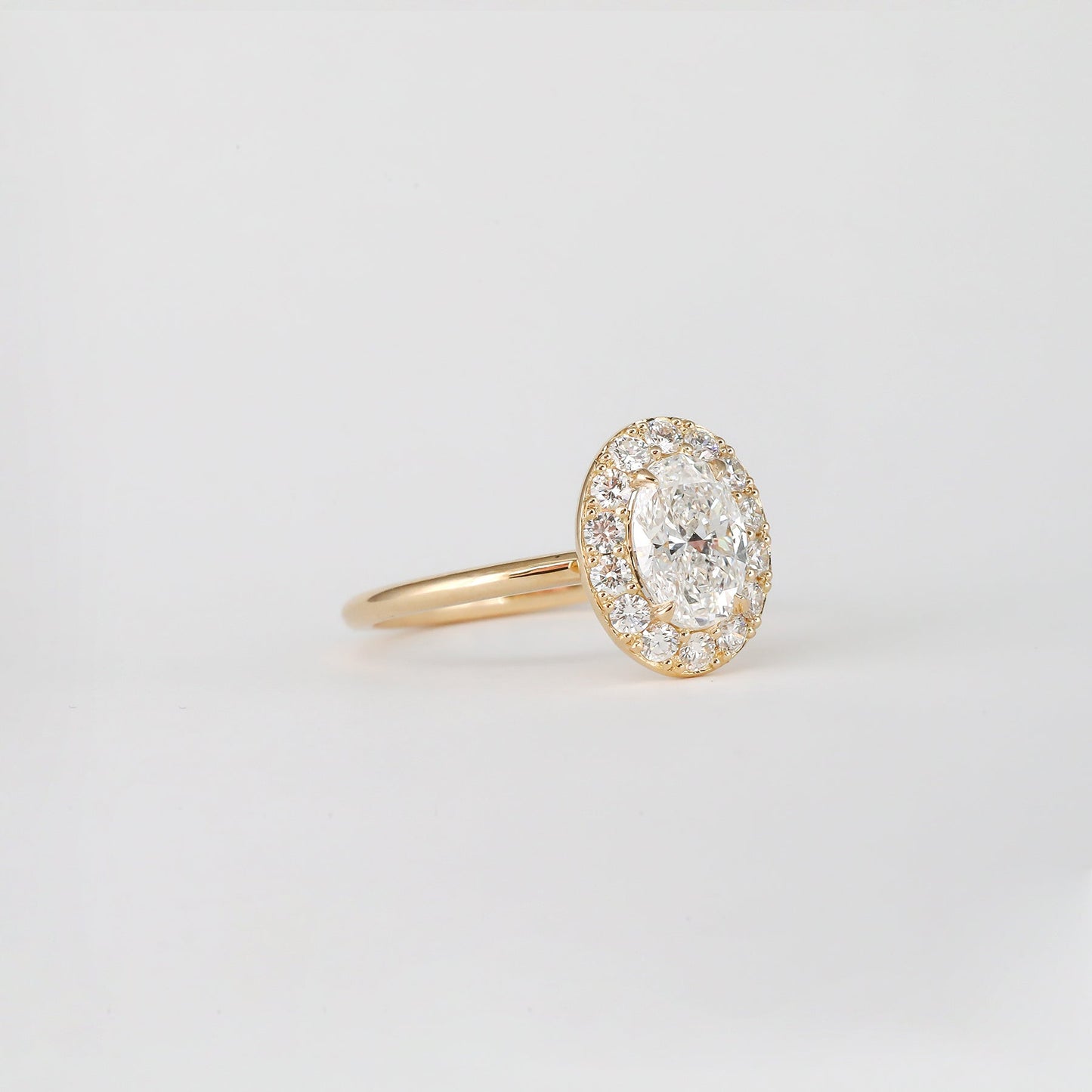 1.00 CT Oval Shaped Halo Moissanite Engagement Ring