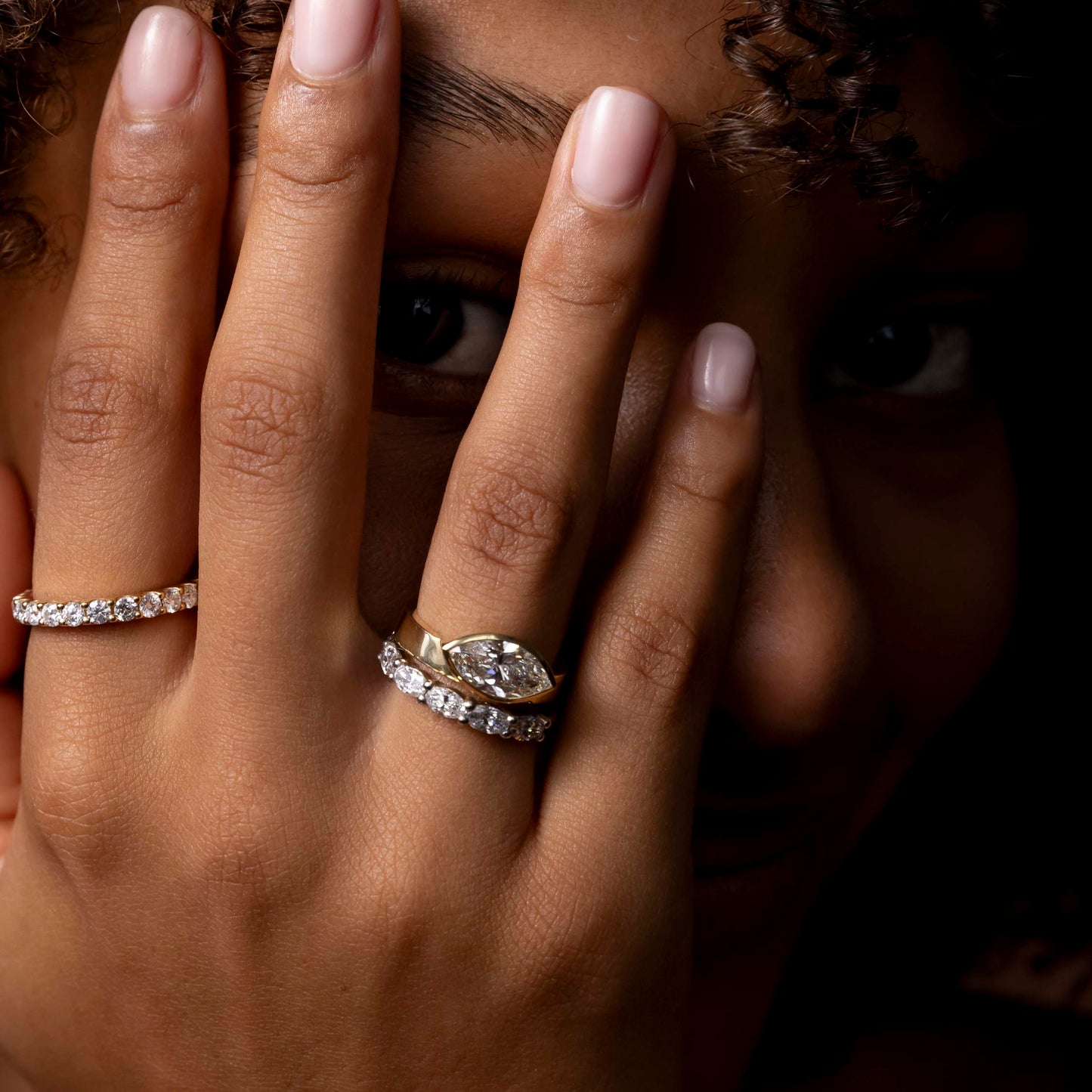 Marquise Cut Cluster Styled Lab Grown Diamond Engagement Ring