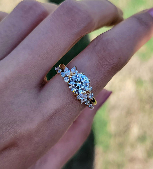 Marquise Shaped Three Stone Lab Grown Diamond Engagement Ring