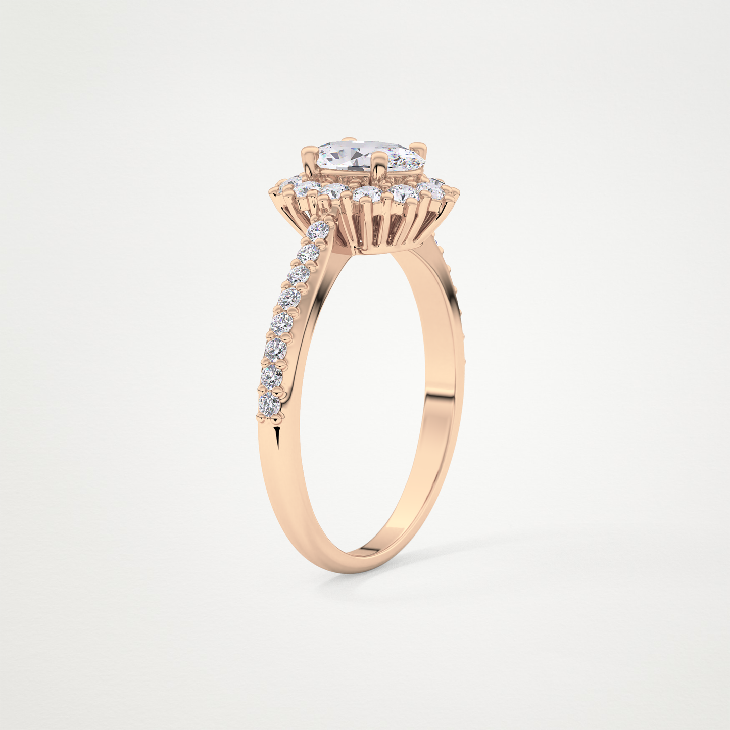 Oval Cut Moissanite Halo & Pave Engagement Ring – 0.66 CT Lab-Created Brilliance in 10K/14K/18K Gold