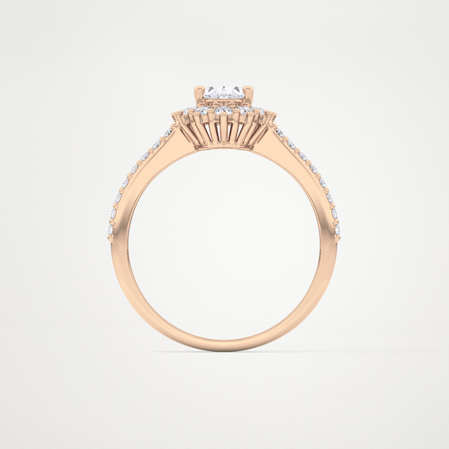 Oval Cut Moissanite Halo & Pave Engagement Ring – 0.66 CT Lab-Created Brilliance in 10K/14K/18K Gold