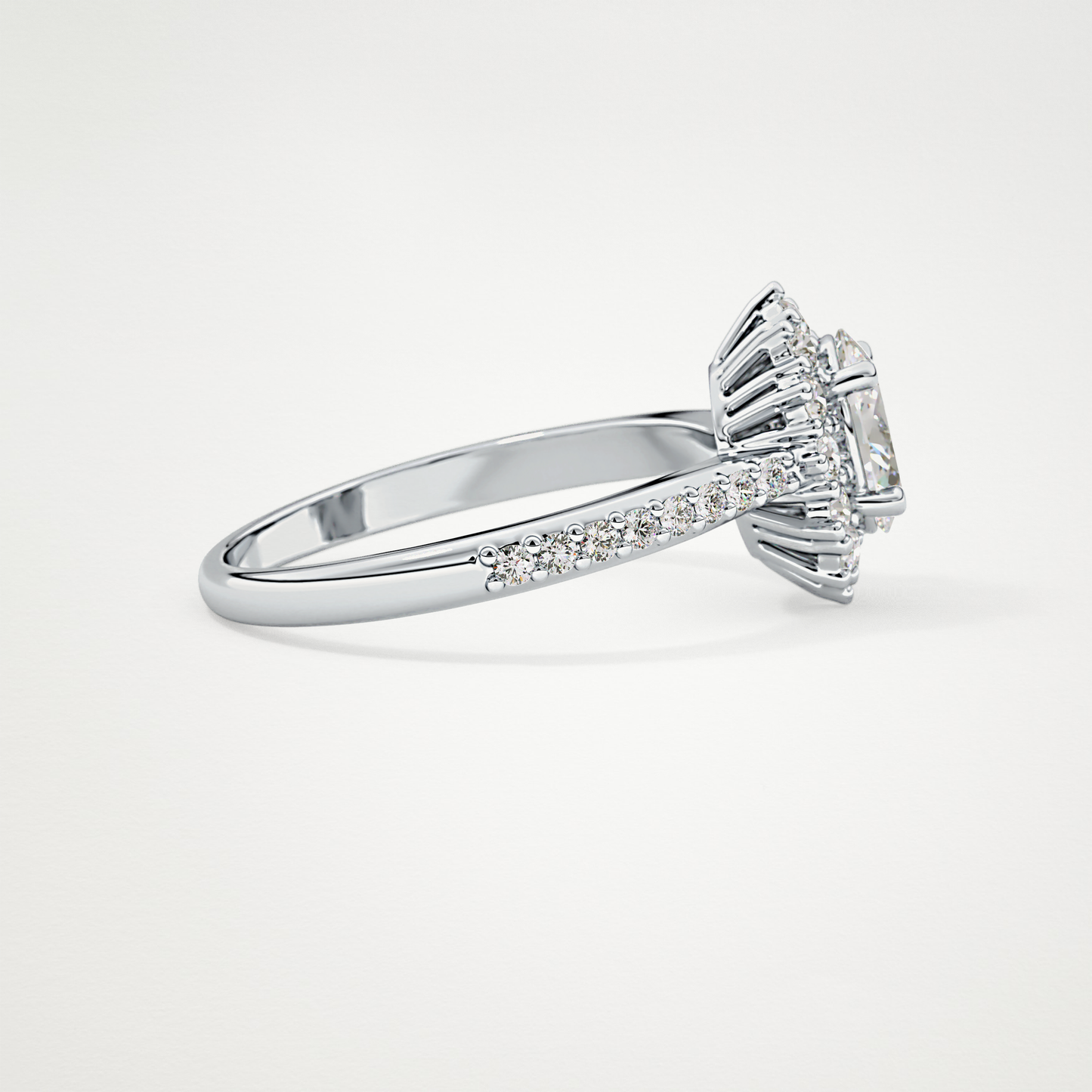 Oval Cut Moissanite Halo & Pave Engagement Ring – 0.66 CT Lab-Created Brilliance in 10K/14K/18K Gold