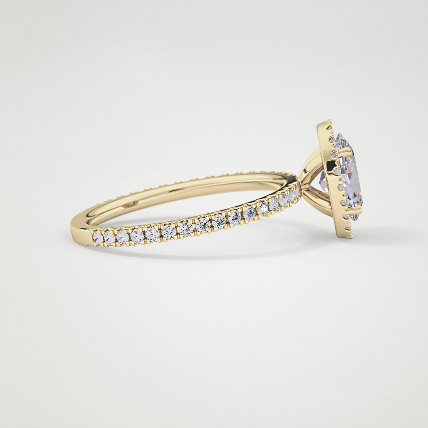 Oval Cut Moissanite Halo & Pave Engagement Ring – 0.91 CT Lab-Created Brilliance in 10K/14K/18K Gold