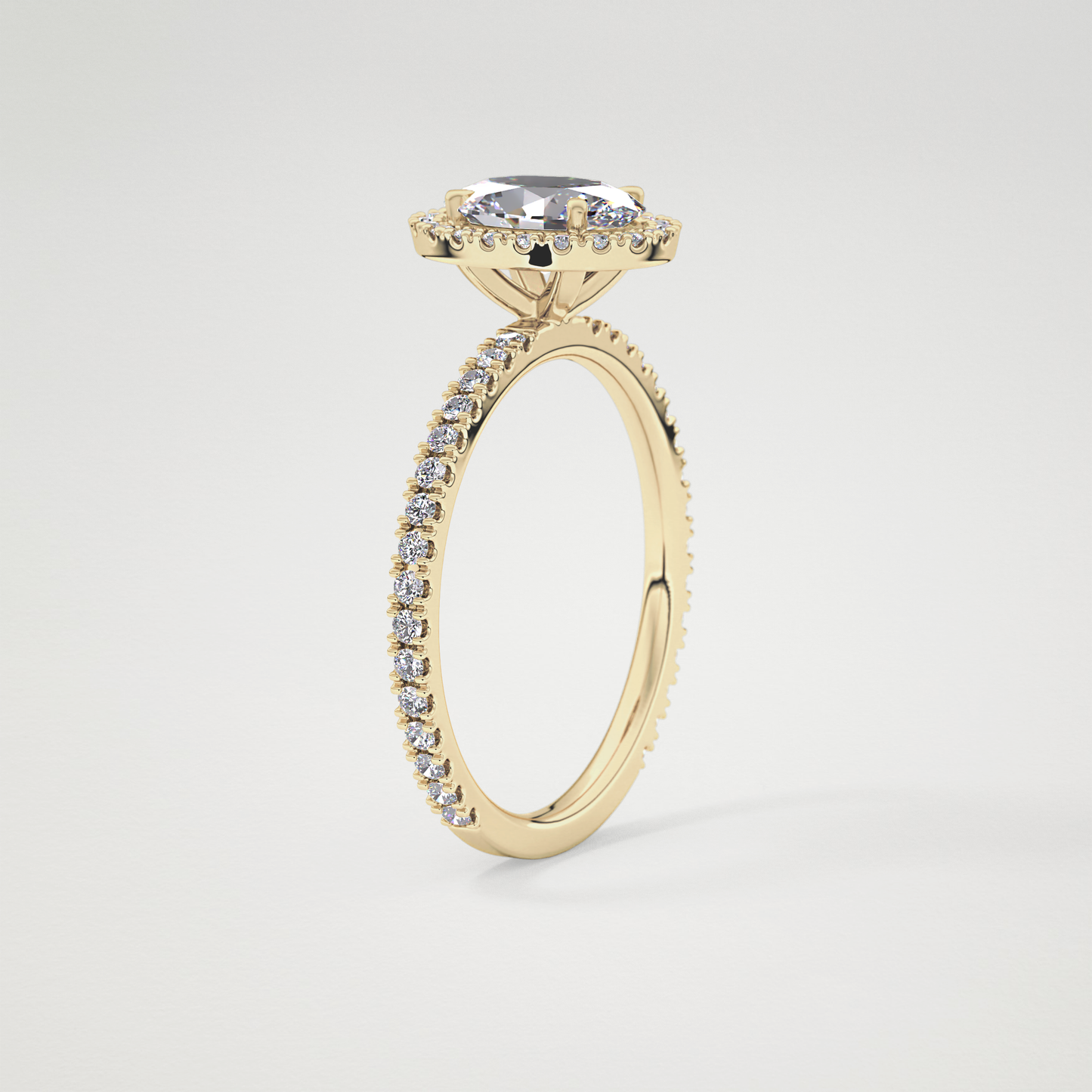 Oval Cut Moissanite Halo & Pave Engagement Ring – 0.91 CT Lab-Created Brilliance in 10K/14K/18K Gold
