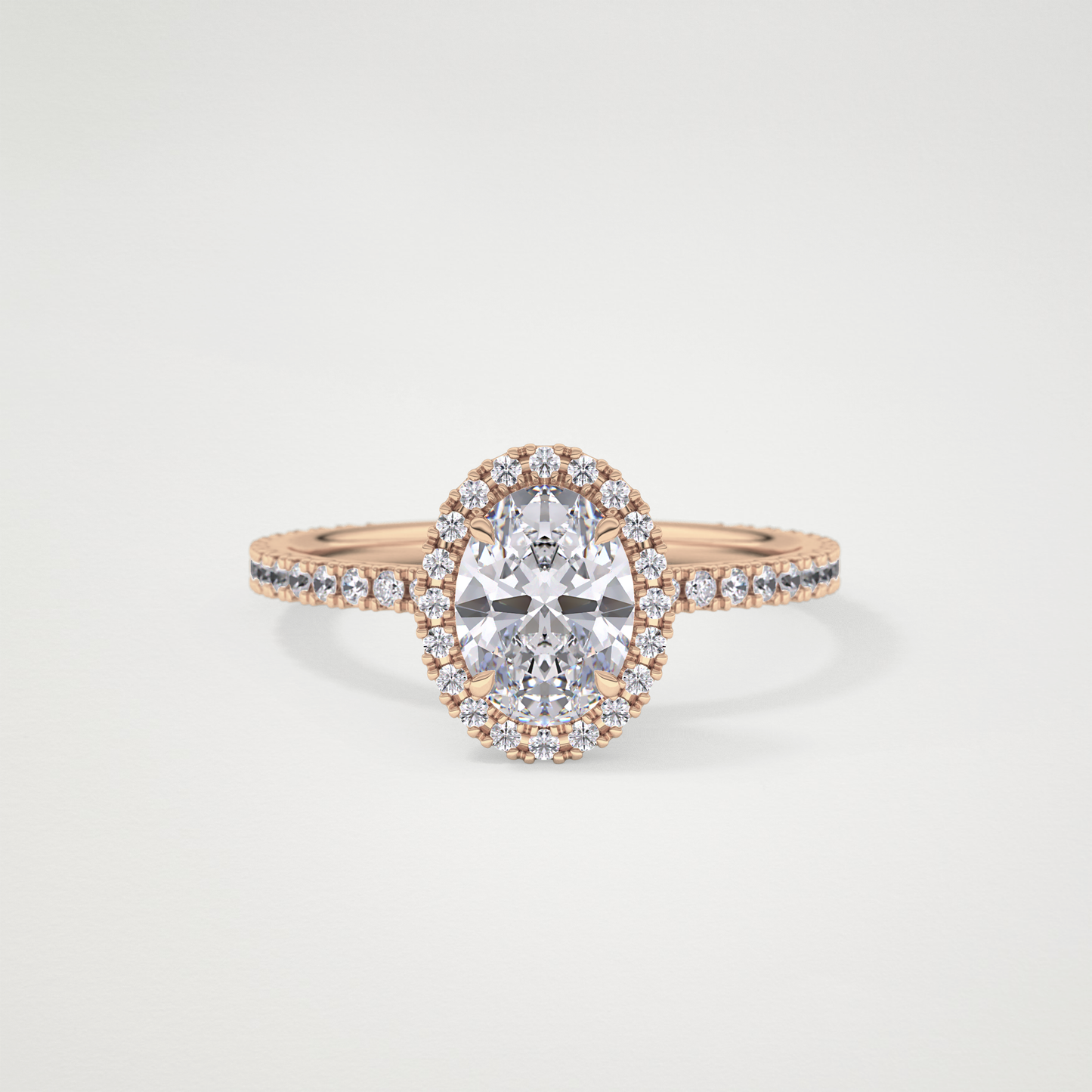 Oval Cut Moissanite Halo & Pave Engagement Ring – 0.91 CT Lab-Created Brilliance in 10K/14K/18K Gold