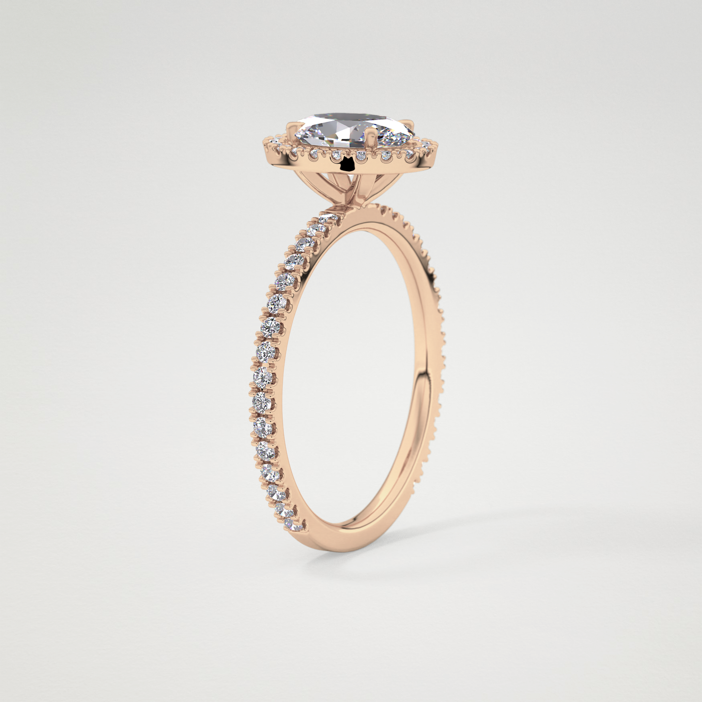Oval Cut Moissanite Halo & Pave Engagement Ring – 0.91 CT Lab-Created Brilliance in 10K/14K/18K Gold