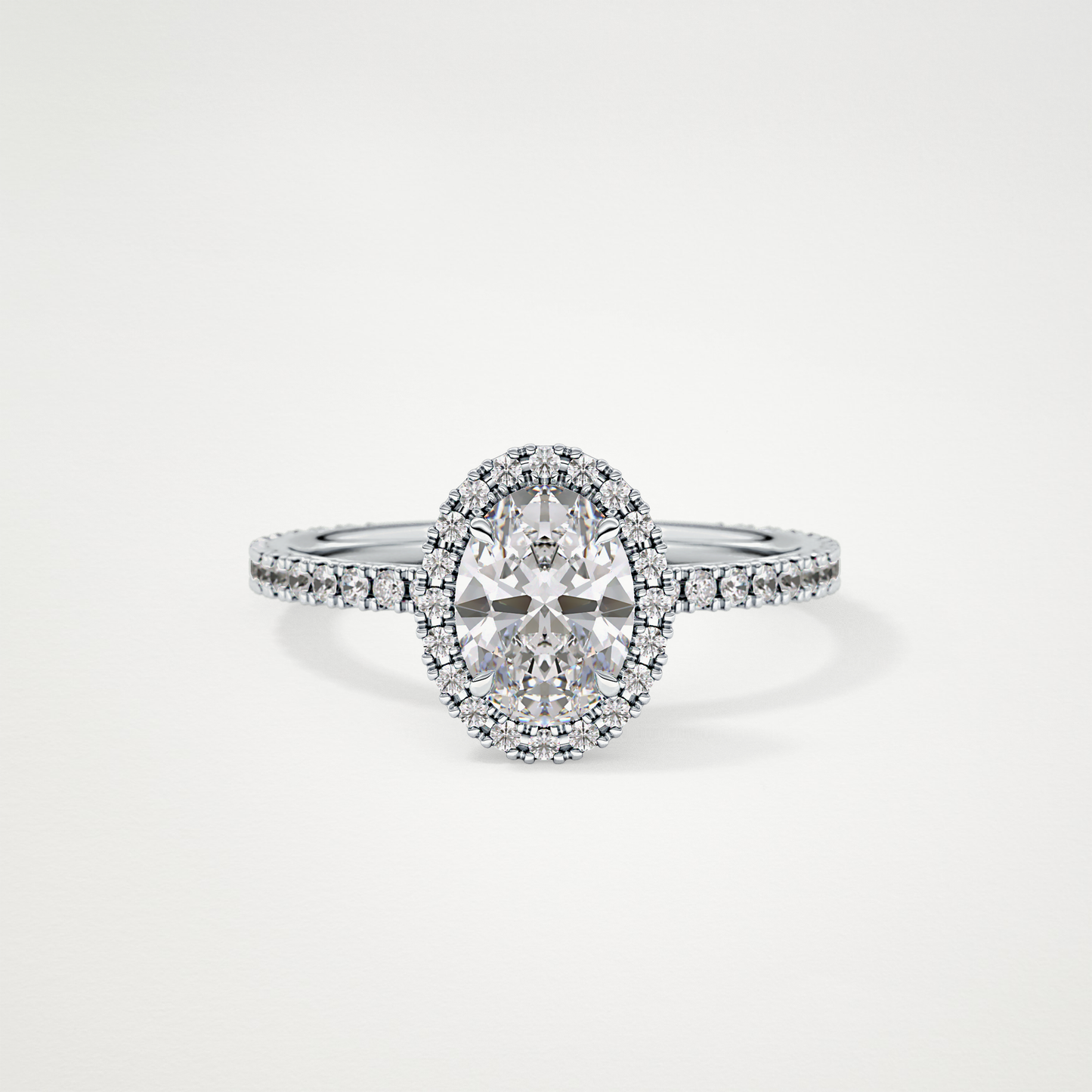 Oval Cut Moissanite Halo & Pave Engagement Ring – 0.91 CT Lab-Created Brilliance in 10K/14K/18K Gold