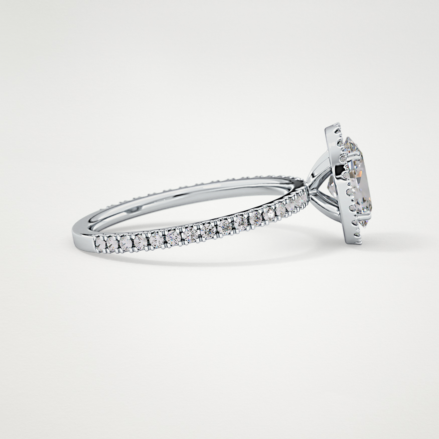 Oval Cut Moissanite Halo & Pave Engagement Ring – 0.91 CT Lab-Created Brilliance in 10K/14K/18K Gold