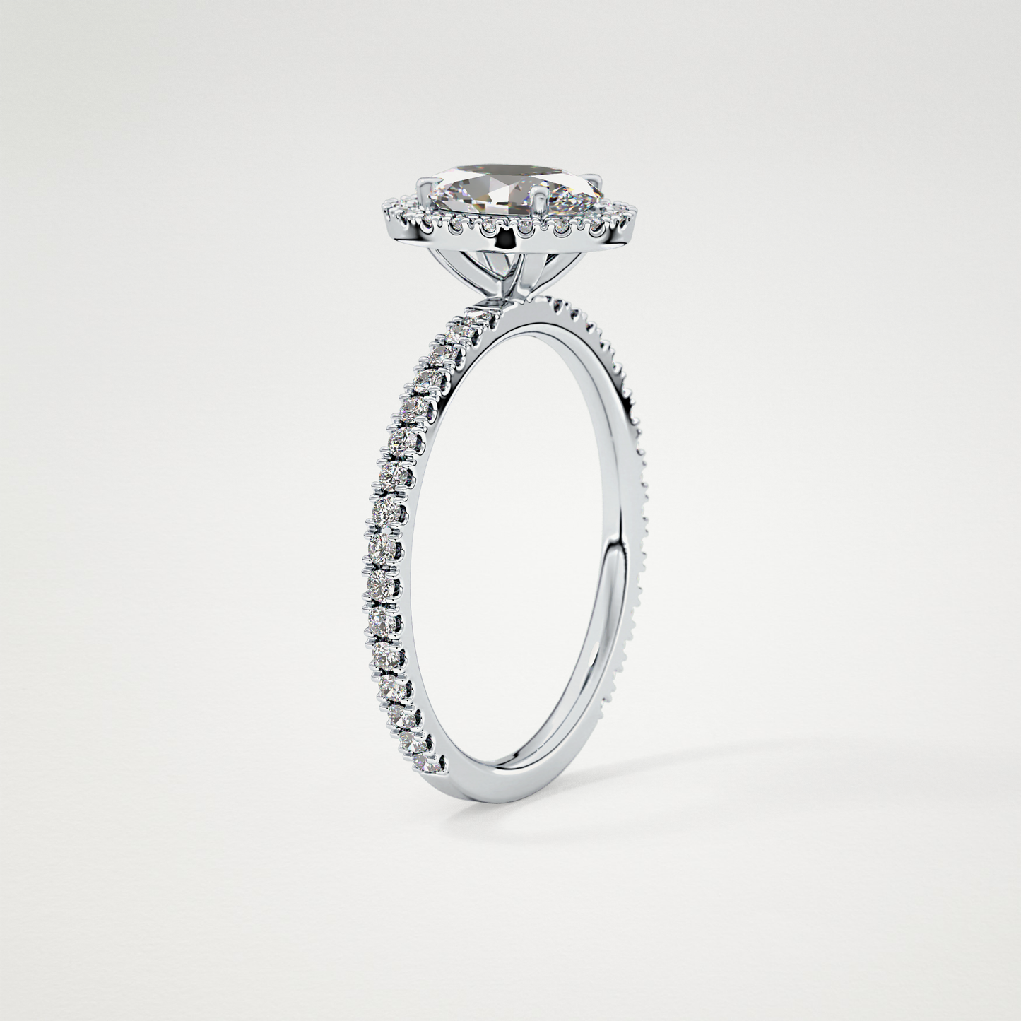 Oval Cut Moissanite Halo & Pave Engagement Ring – 0.91 CT Lab-Created Brilliance in 10K/14K/18K Gold
