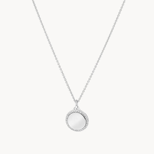 0.11 TCW Round Shaped Engravable Moissanite Necklace