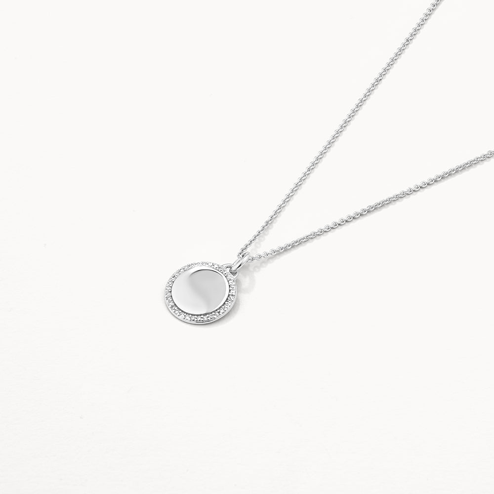 0.11 TCW Round Shaped Engravable Moissanite Necklace