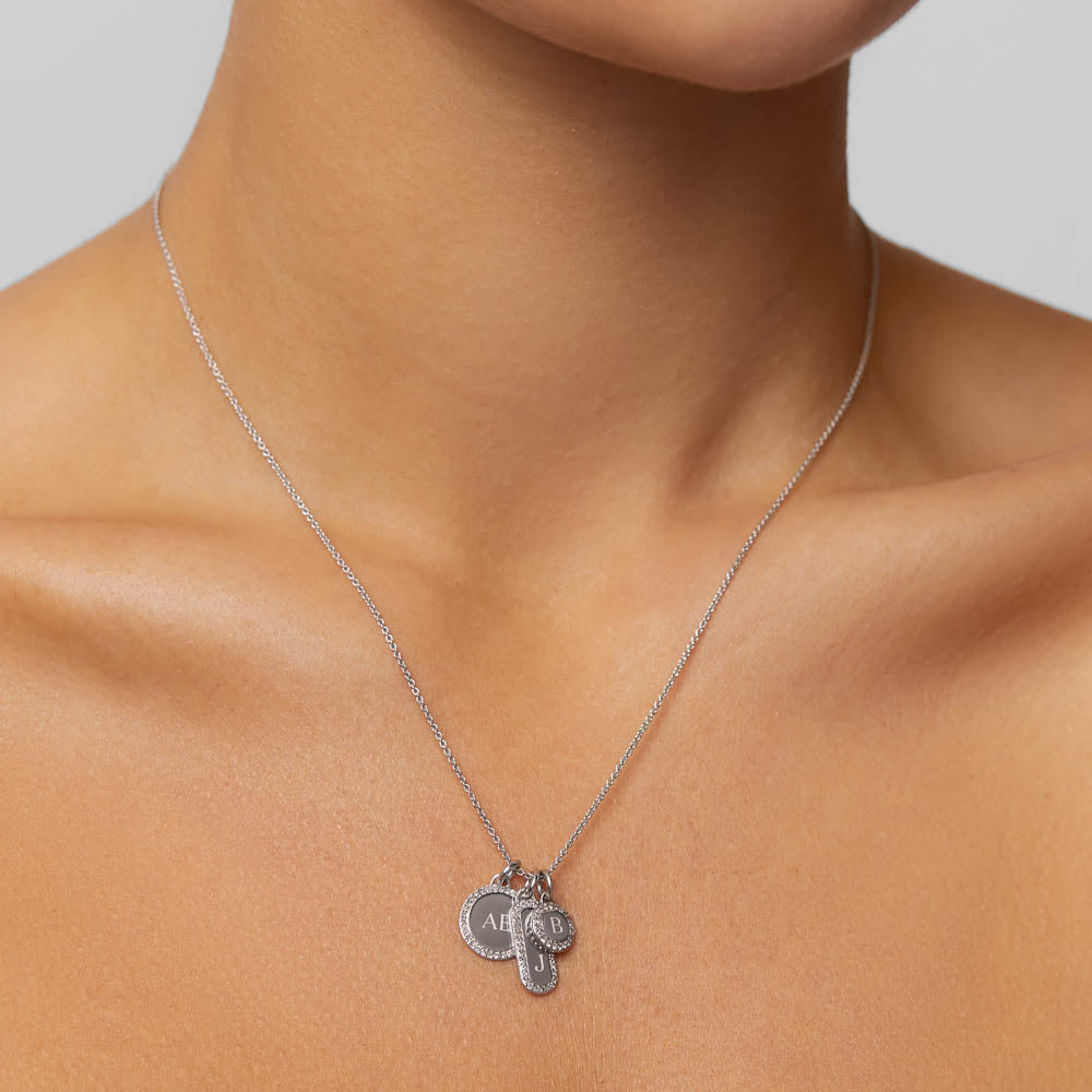 0.11 TCW Round Shaped Engravable Moissanite Necklace