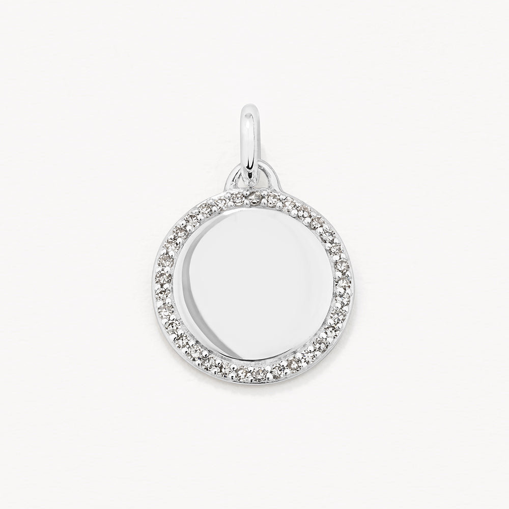 0.11 TCW Round Shaped Engravable Moissanite Necklace